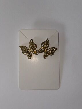 Gold Butterfly Crystal Brooch - Women's Jewelry